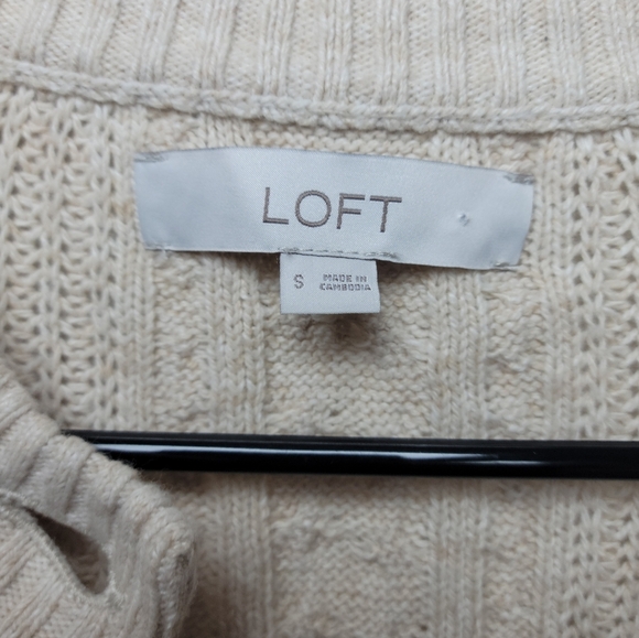 LOFT Cotton-Wool Blend Cable Knit Cardigan Size Small - Picture 11 of 12